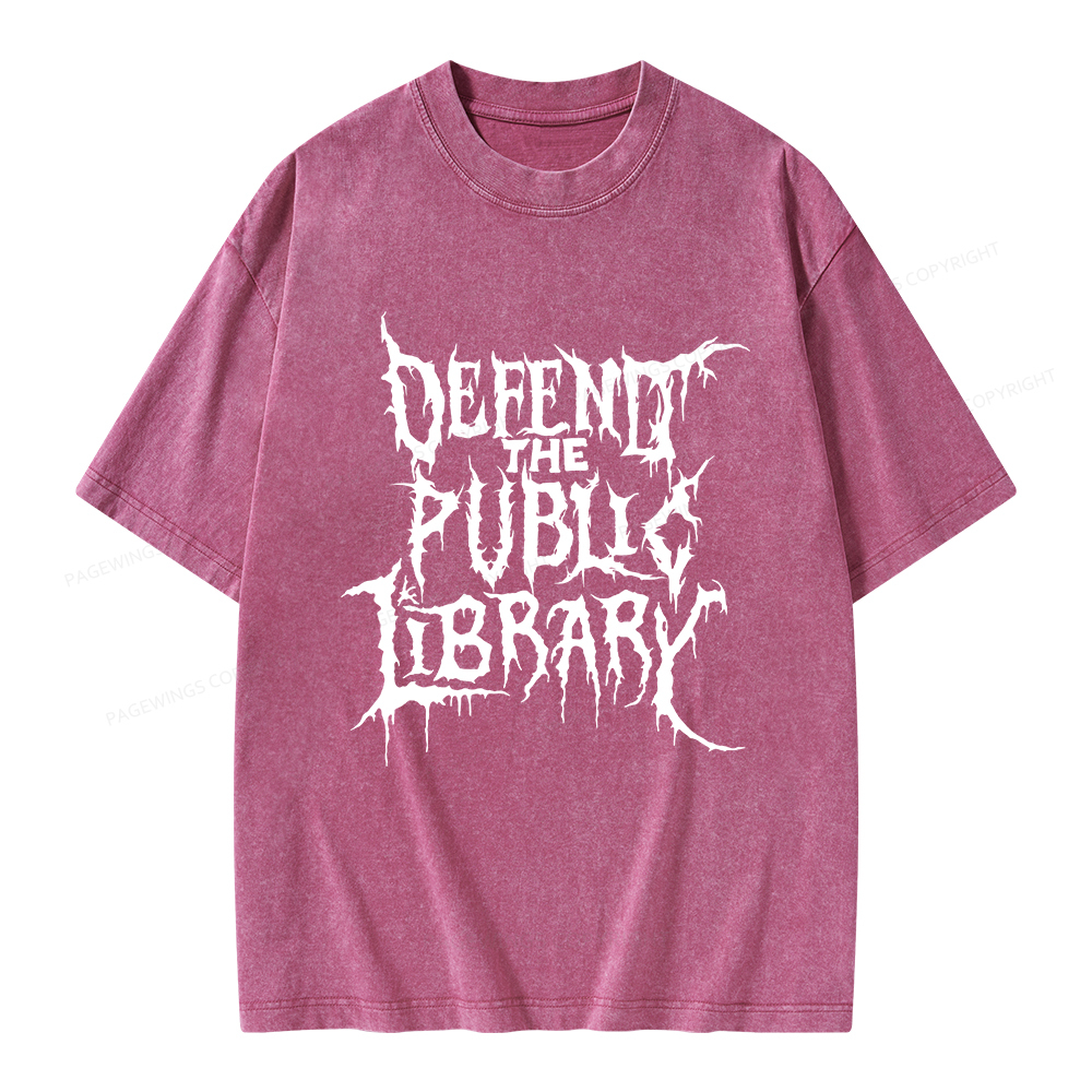 Pagewings Defend The Public Library Unisex Washed T-shirt