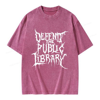 Pagewings Defend The Public Library Unisex Washed T-shirt