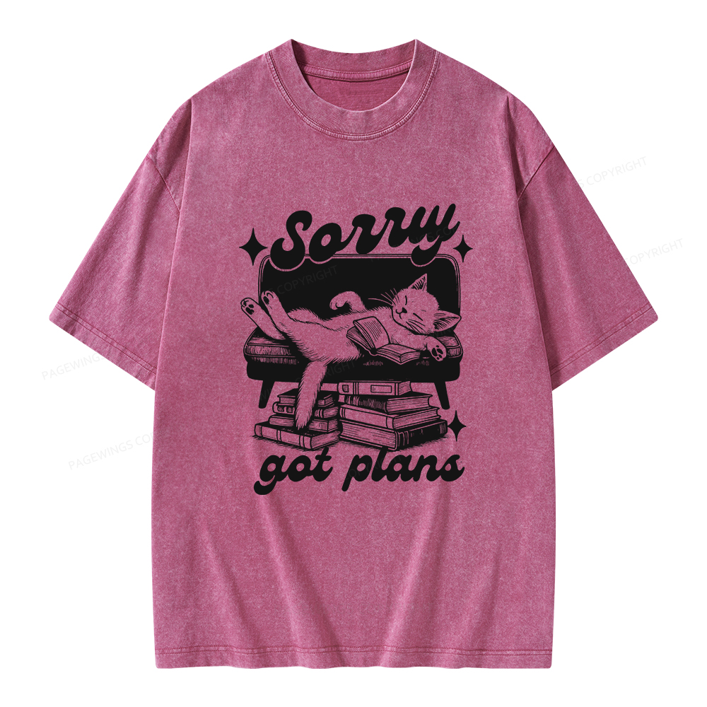Pagewings Sorry Got Plans Unisex Washed T-shirt