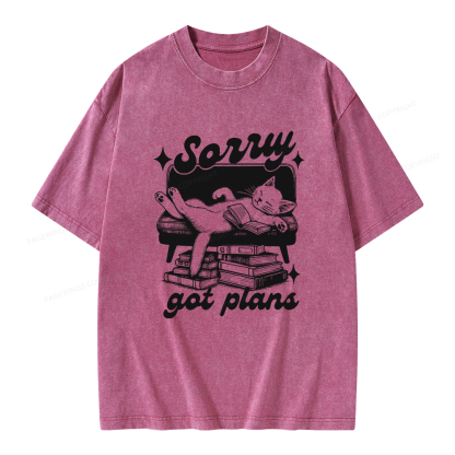 Pagewings Sorry Got Plans Unisex Washed T-shirt