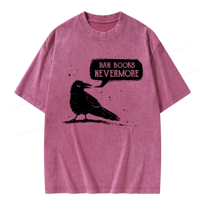 Pagewings Ban Books Nevermore Unisex Washed T-shirt