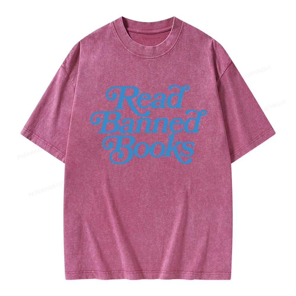 Pagewings Read Band Books Freedom Read Unisex Washed T-shirt