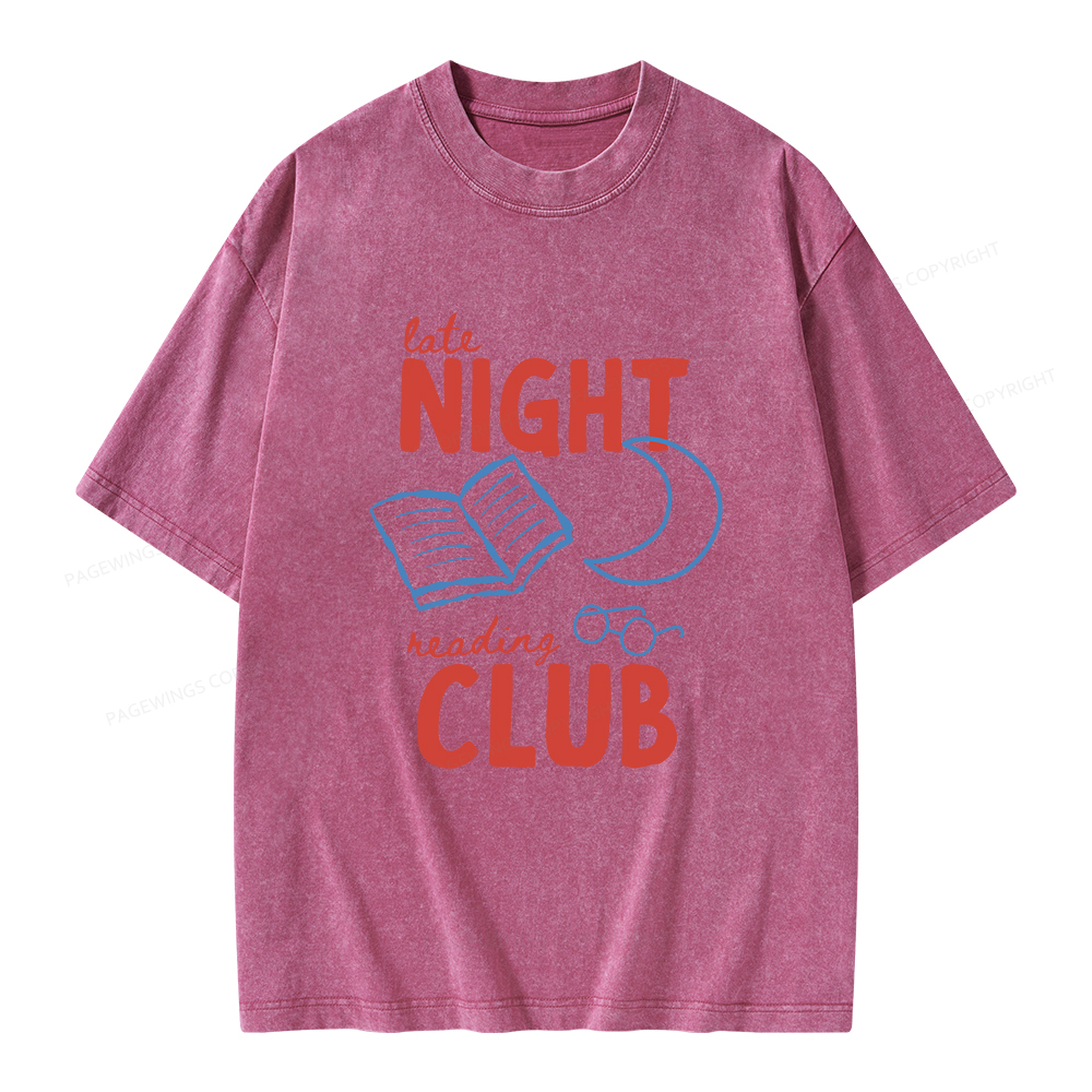 Pagewings Late Night Reading Club Unisex Washed T-shirt