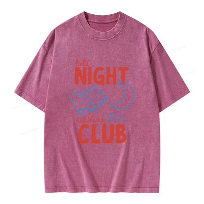 Pagewings Late Night Reading Club Unisex Washed T-shirt