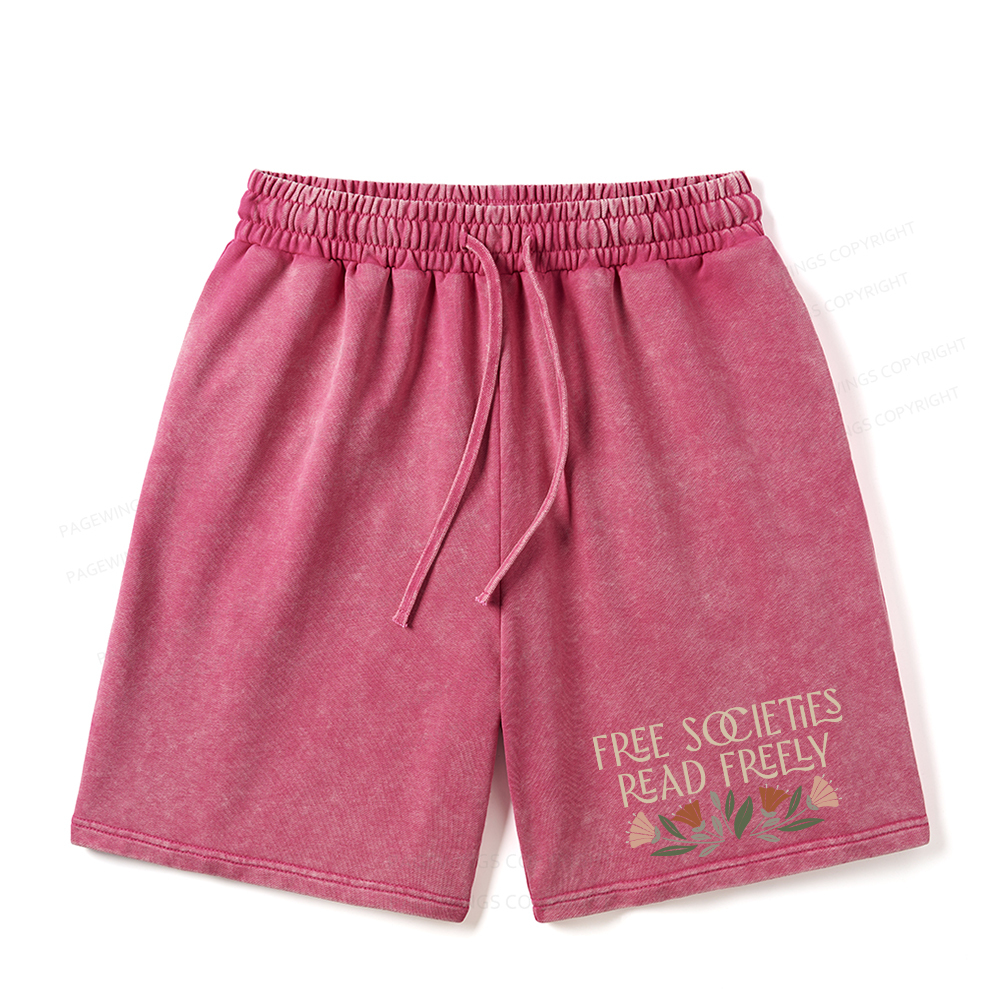 Pagewings Read Freely Unisex Washed Shorts