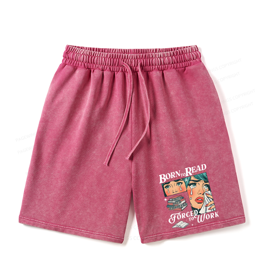Pagewings Born To Read Bookish Unisex Washed Shorts