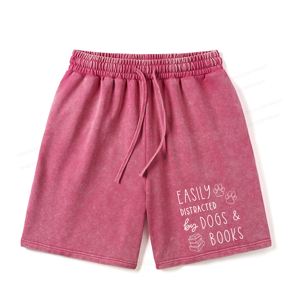 Pagewings Dogs And Books Unisex Washed Shorts