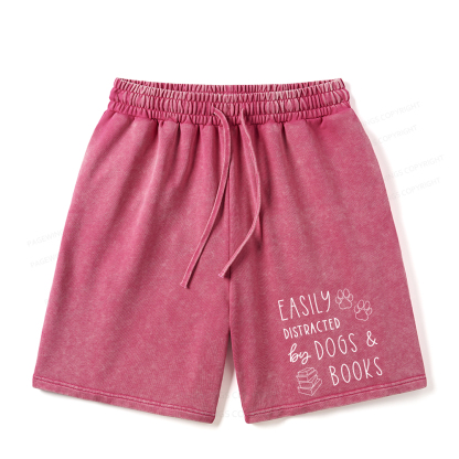 Pagewings Dogs And Books Unisex Washed Shorts