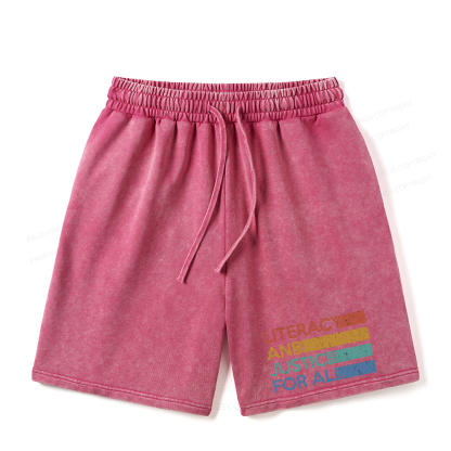 Pagewings Literacy and Justice For All Unisex Washed Shorts