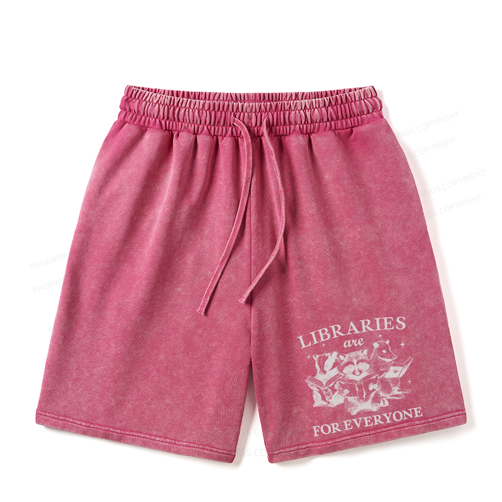 Pagewings Libraries Are For Everyone Unisex Washed Shorts