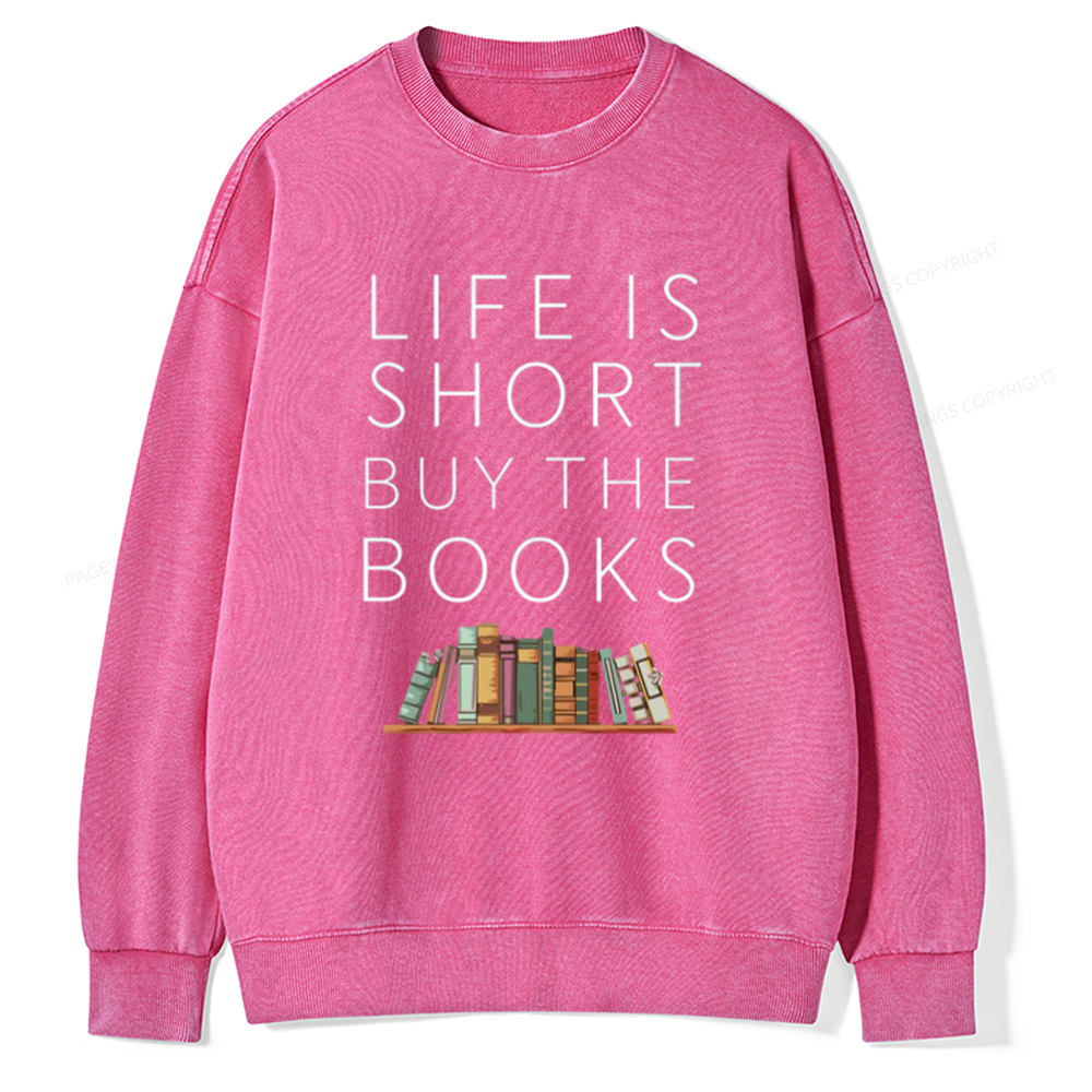 Pagewing Buy The Books Unisex Tee Unisex Washed Sweatshirt