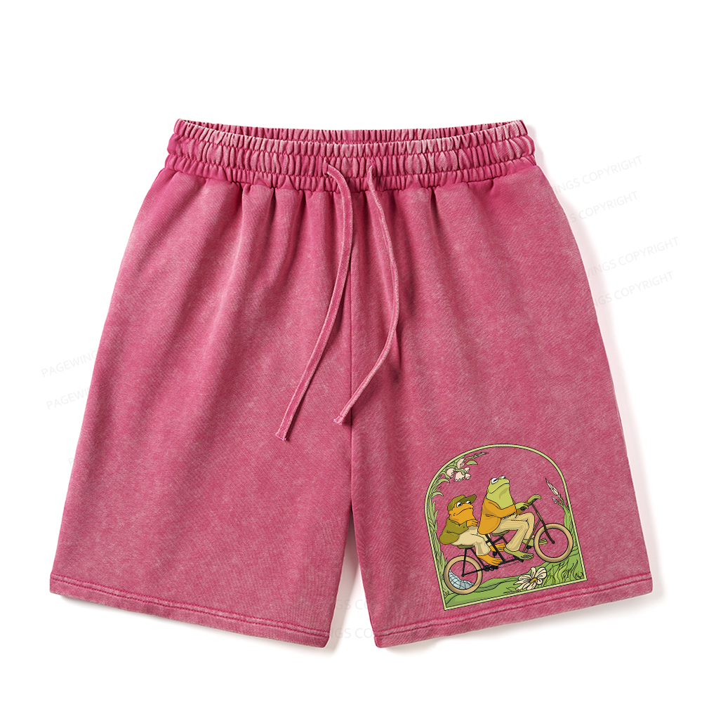 Pagewings Frog And Toad Book Vintage Unisex Washed Shorts