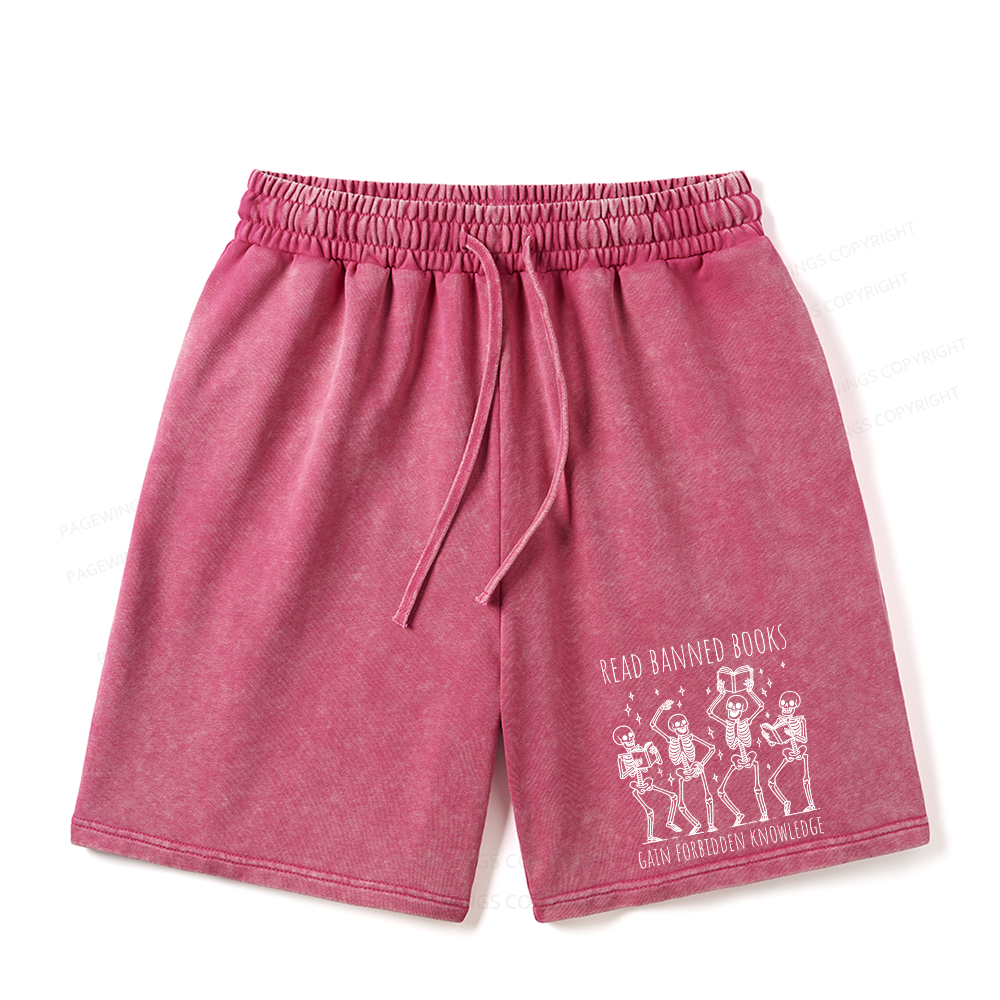 Pagewings Reading Books Tee Book Lover Unisex Washed Shorts