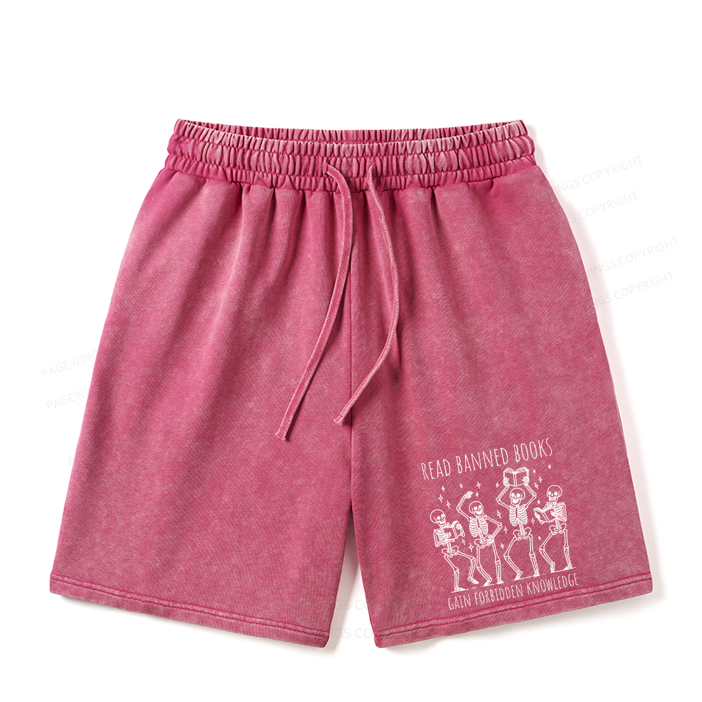 Pagewings Reading Books Tee Book Lover Unisex Washed Shorts