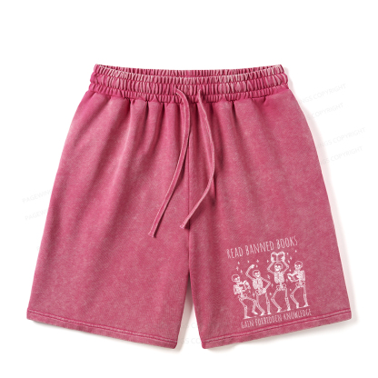 Pagewings Reading Books Tee Book Lover Unisex Washed Shorts