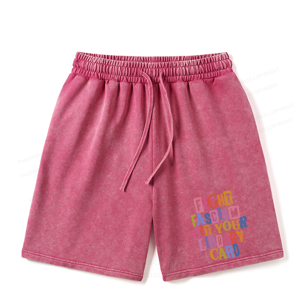 Pagewings Get Your Library Card Unisex Washed Shorts