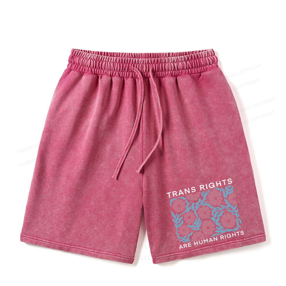 Pagewings Trans Rights Are Human Rights Unisex Washed Shorts