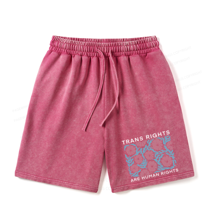 Pagewings Trans Rights Are Human Rights Unisex Washed Shorts