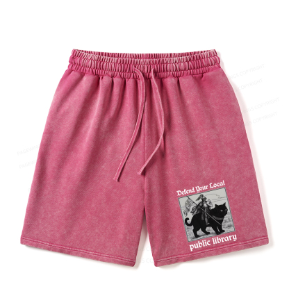 Pagewings Defend Your Local public library Unisex Washed Shorts