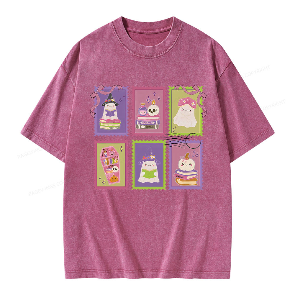 Pagewings Bookish Halloween Unisex Washed T-shirt