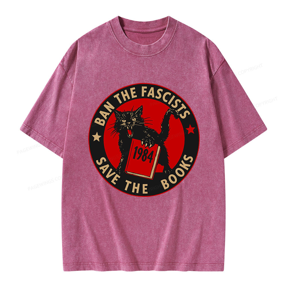 Pagewings Ban The Fascists Save The Books Unisex Washed T-shirt