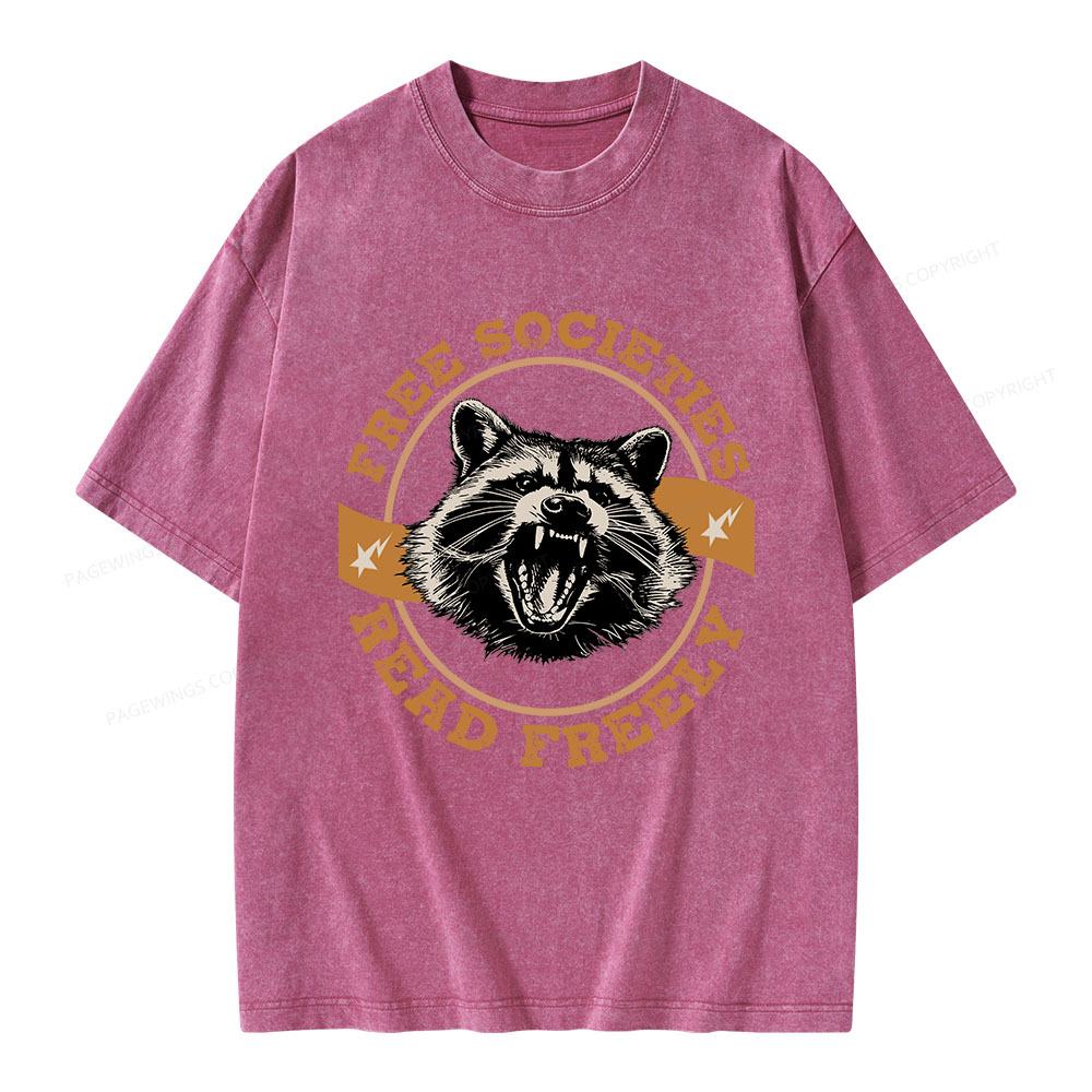 Pagewings Free Societies Read Freely Unisex Washed T-shirt