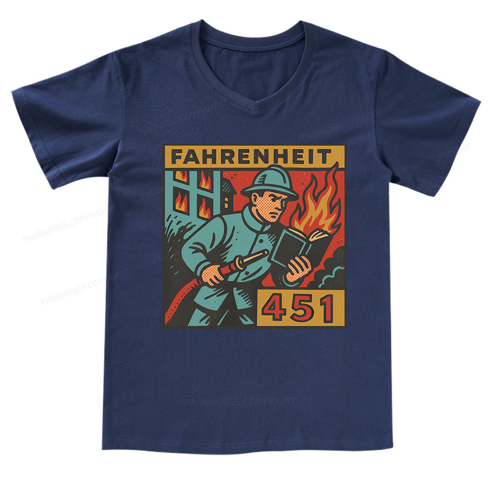 Pagewings Literature 451 V-neck T-shirt