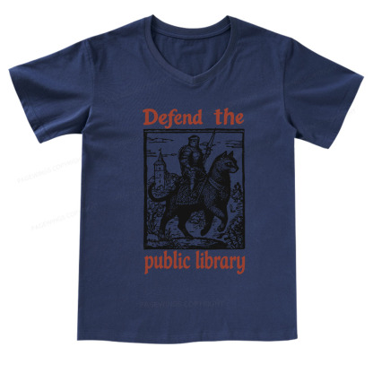 Pagewings Defend the Public Library V-neck T-shirt
