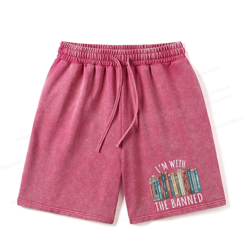 Pagewings I'm With The Banned Unisex Washed Shorts