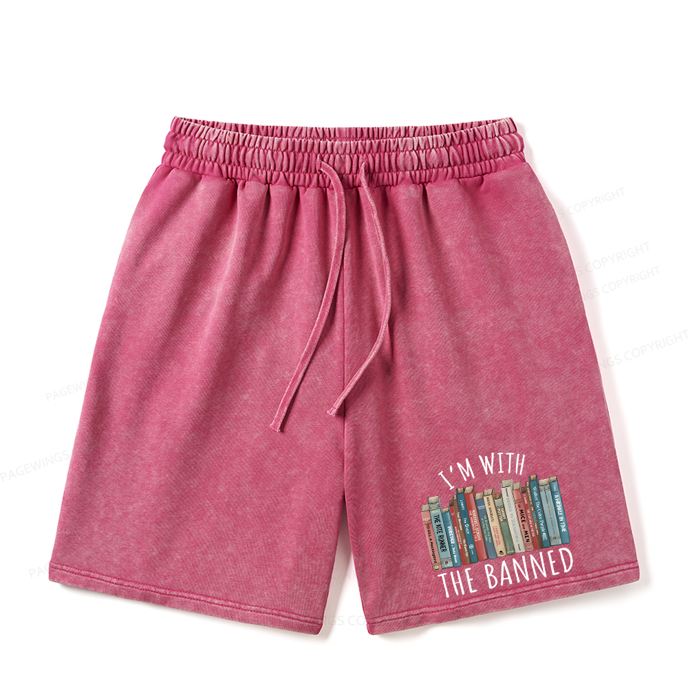 Pagewings I'm With The Banned Unisex Washed Shorts