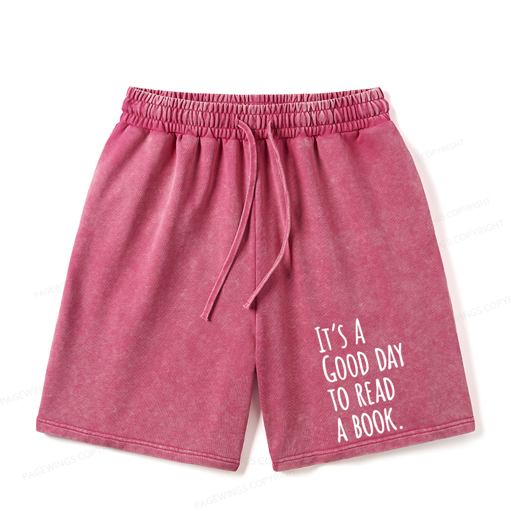 Pagewings It's A Good Day To Read A Book Unisex Washed Shorts