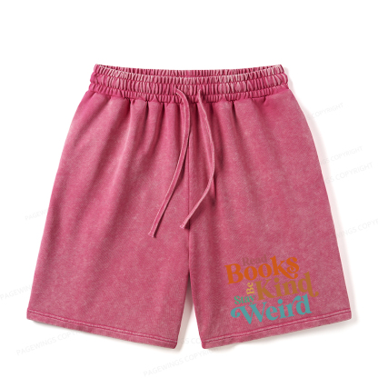 Pagewings Read Books Be Kind Stay Weird Unisex Washed Shorts