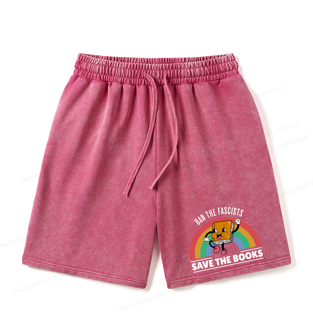 Pagewings Ban The Fascists Save The Books Unisex Washed Shorts