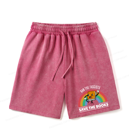 Pagewings Ban The Fascists Save The Books Unisex Washed Shorts