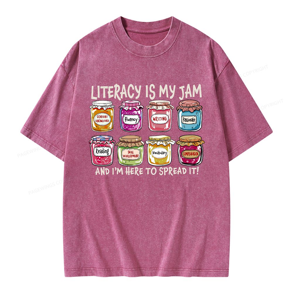 Pagewings Literacy Is My Jam Unisex Washed T-shirt