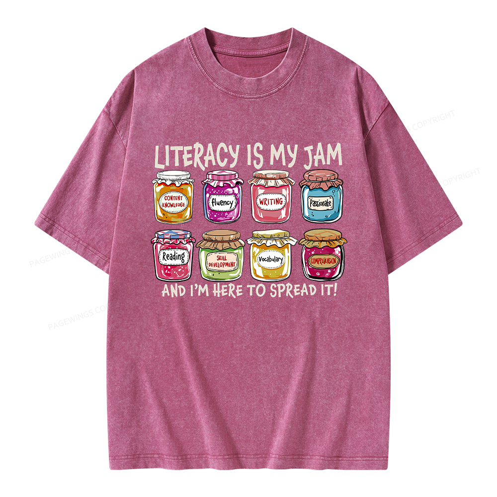 Pagewings Literacy Is My Jam Unisex Washed T-shirt