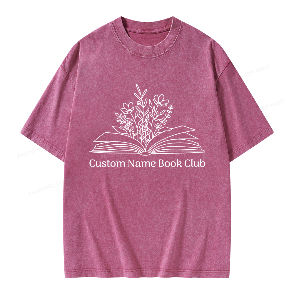 Pagewings Personalized Custom Name Book Club Unisex Washed T-shirt