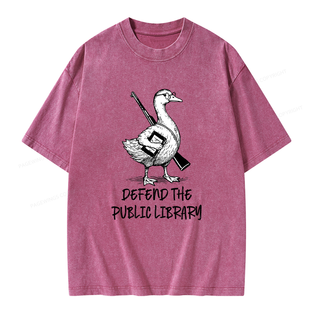 Pagewings Defend The Public Library Unisex Washed T-shirt