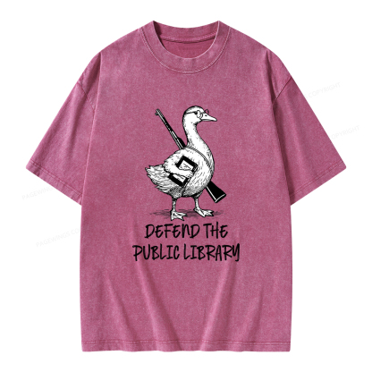 Pagewings Defend The Public Library Unisex Washed T-shirt