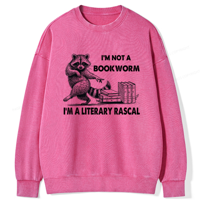 Pagewings I'm Not A Bookworm I'm A Literary Rascal Unisex Washed Sweatshirt