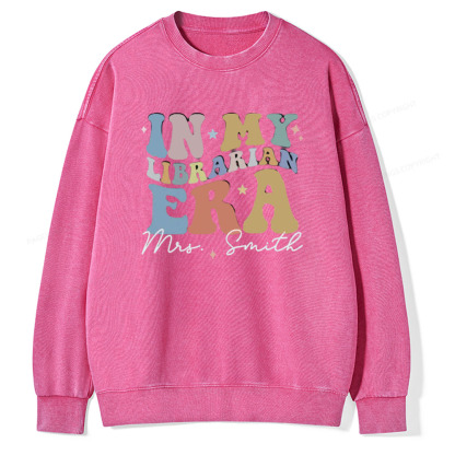Pagewings Personalized In My Librarian Era Shirt Unisex Washed Sweatshirt