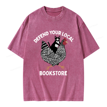 Pagewings Defend Your Local Bookstore Unisex Washed T-shirt