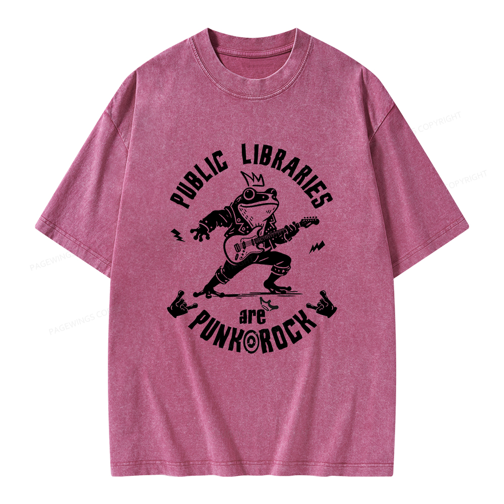 Pagewings Public Libraries Are Punk And Rock Unisex Washed T-shirt