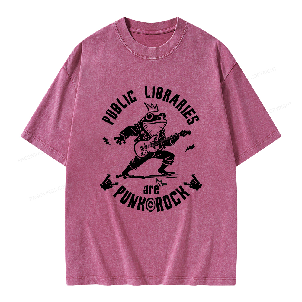 Pagewings Public Libraries Are Punk And Rock Unisex Washed T-shirt