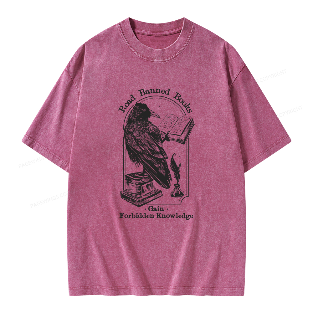Pagewings Read Banned Books Gain Forbidden Knowledge Unisex Washed T-shirt