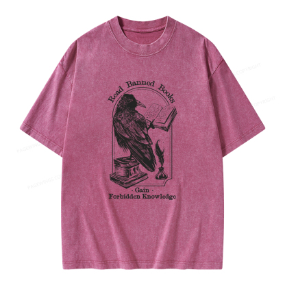 Pagewings Read Banned Books Gain Forbidden Knowledge Unisex Washed T-shirt