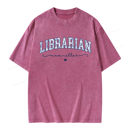 Pagewings Personalized Custom Librarian Unisex Washed T-shirt