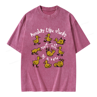 Pagewings Readers Like Ducks Not All In A Row Unisex Washed T-shirt