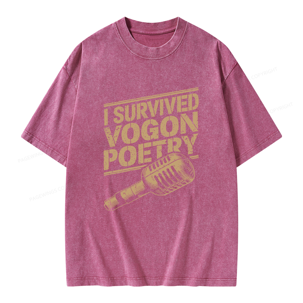 Pagewings I Survived Vogon Poetry Unisex Washed T-shirt