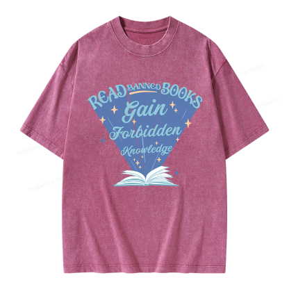 Pagewings Read Banned Books Gain Forbidden Knowledge Unisex Washed T-shirt
